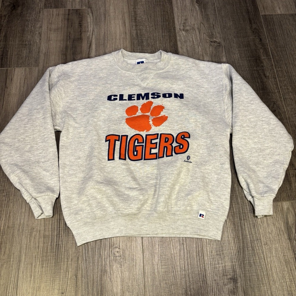 Vintage Russell Athletic Clemson Tigers Sweatshirt Made In USA YOUTH XL